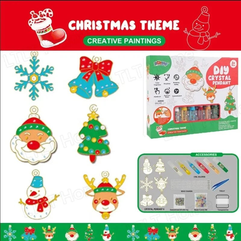 Diy Crystal Paint Arts And Crafts Set, Chtistmas Halloween Diy Diamond Painting  Kits For Kids, Bake-free Crystal Color Glue Painting Pendant Toy